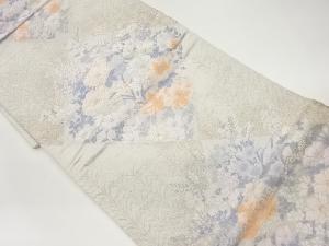 菱に草花模様織出し袋帯